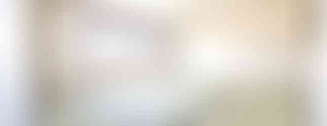 The photograph shows a spacious Japanese-style room with tatami mat flooring. The room is well-lit with natural light streaming in from a large window. The walls are white, and there is a brown border along the top where the wall meets the ceiling. A ceiling light fixture is visible.