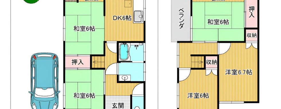 5DK House in Kashiwara City, Osaka layout