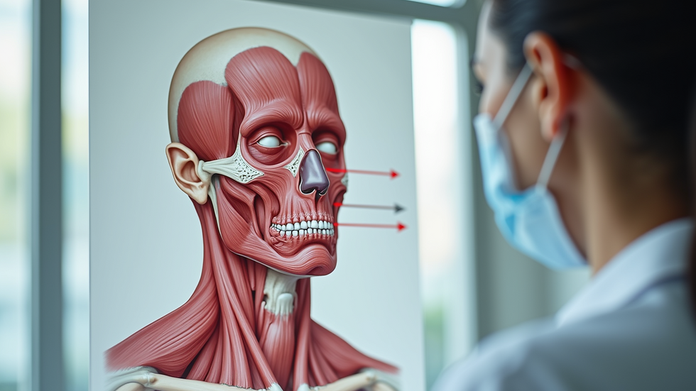 Diagram showing facial muscles and blood flow