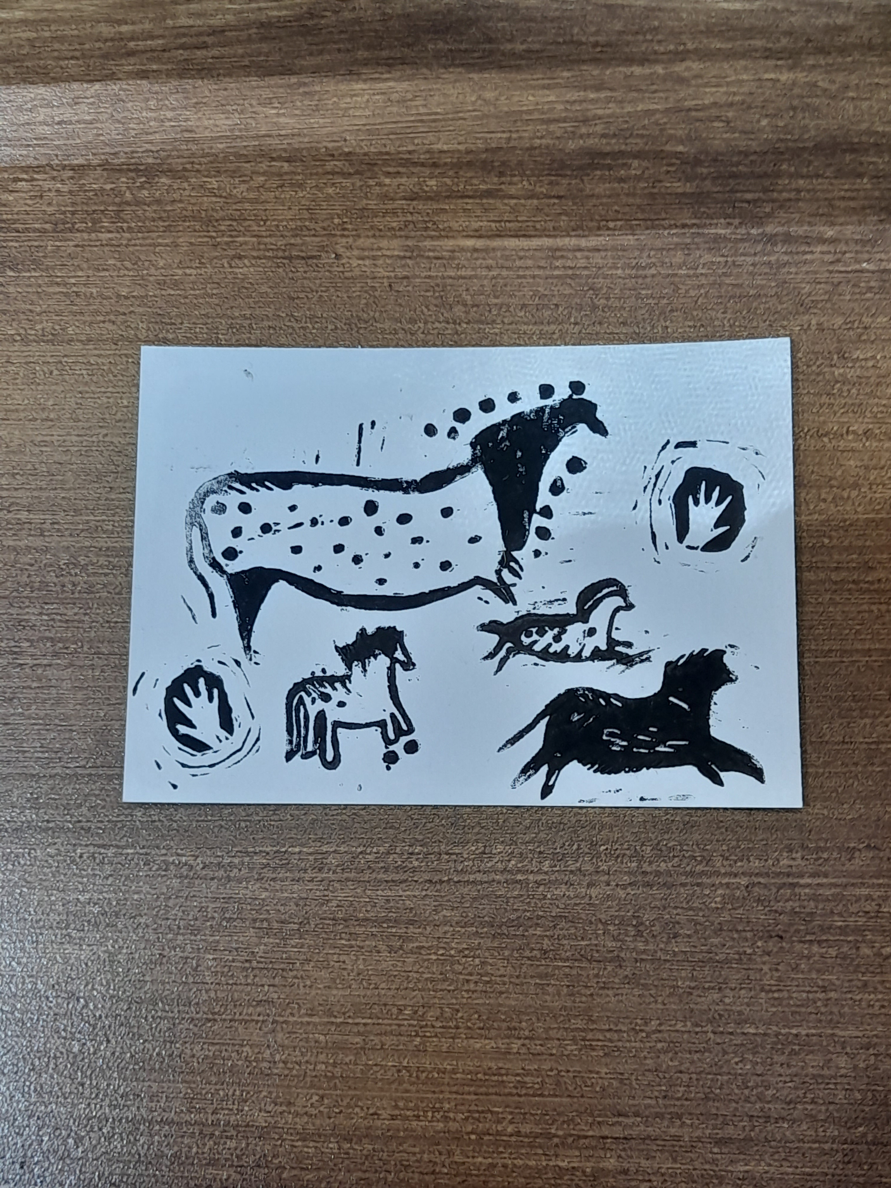 Linogravure Composition Lascaux cheval