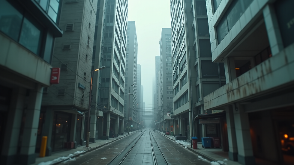 High angle view of a dystopian city setting