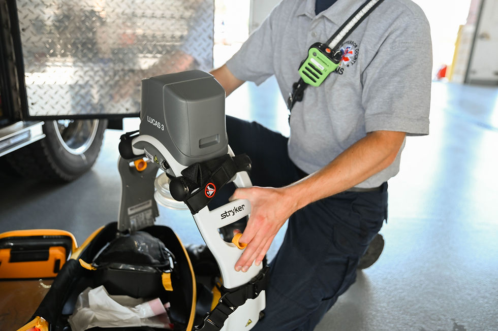 A paramedic with equipment