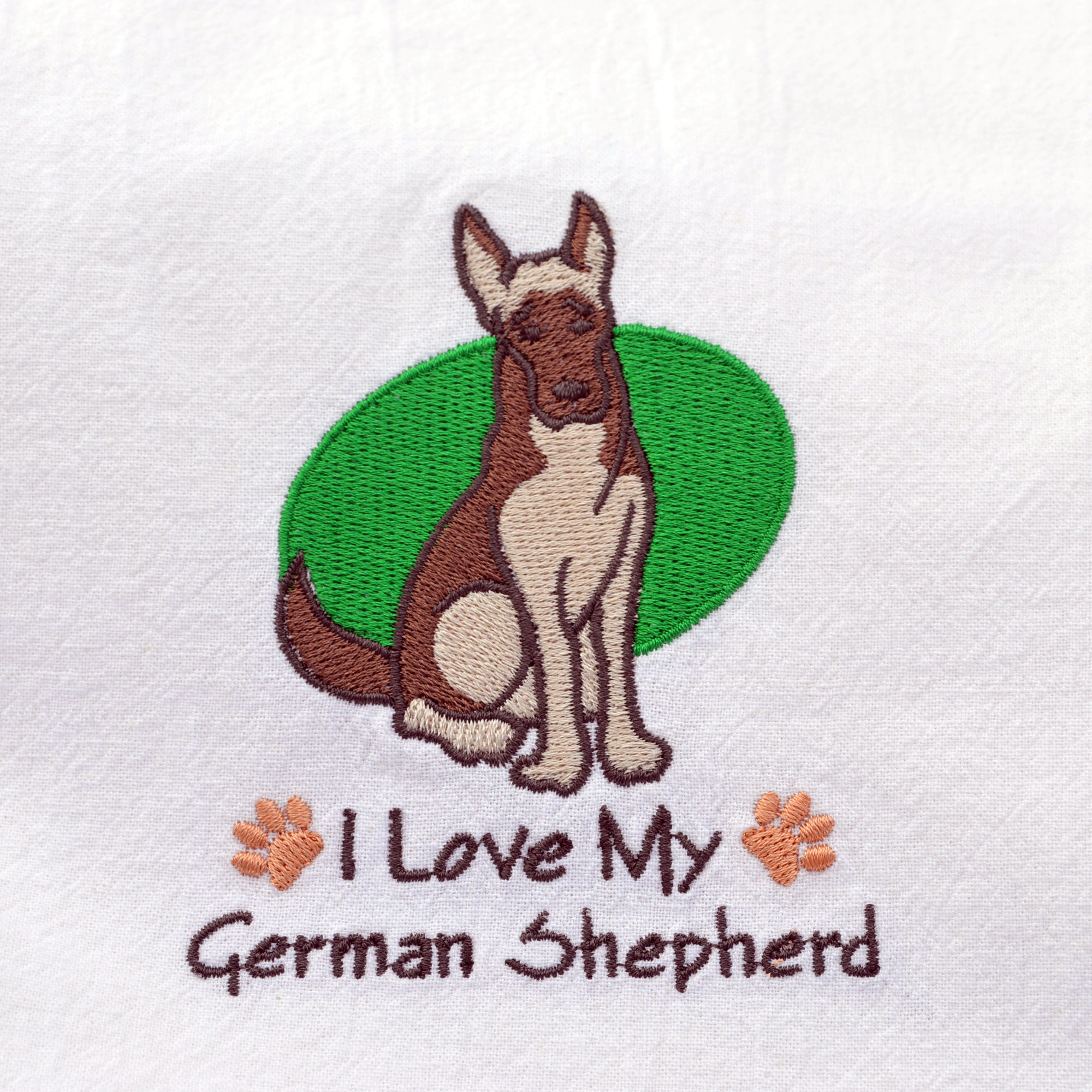 I Love My German Shepherd Dish Towel Close Up