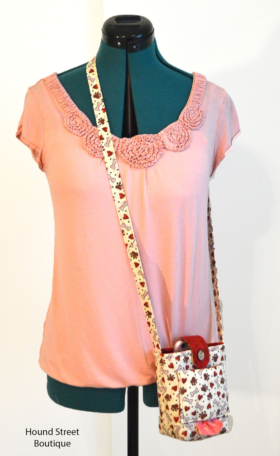 Thumbnail: Dog Walking Bag With Paw Prints on Mannequin