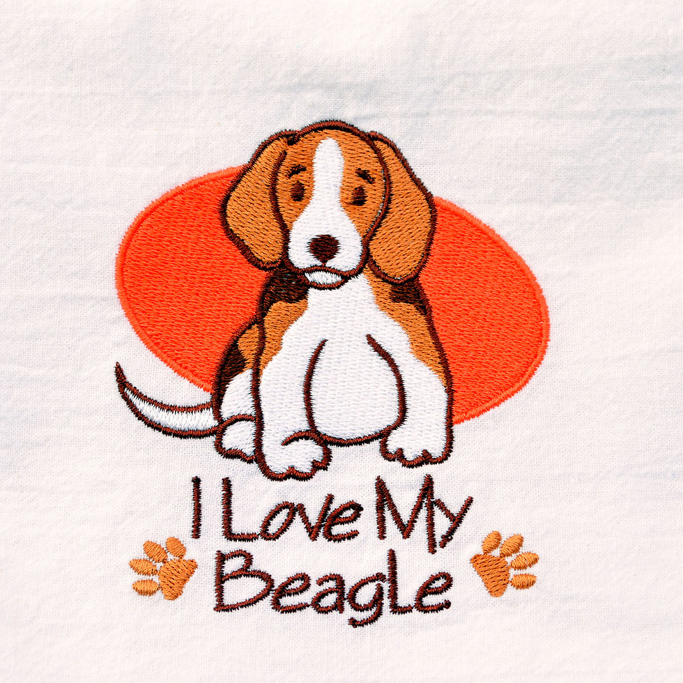 Thumbnail: I Love My Beagle Embroidered Dish Towel