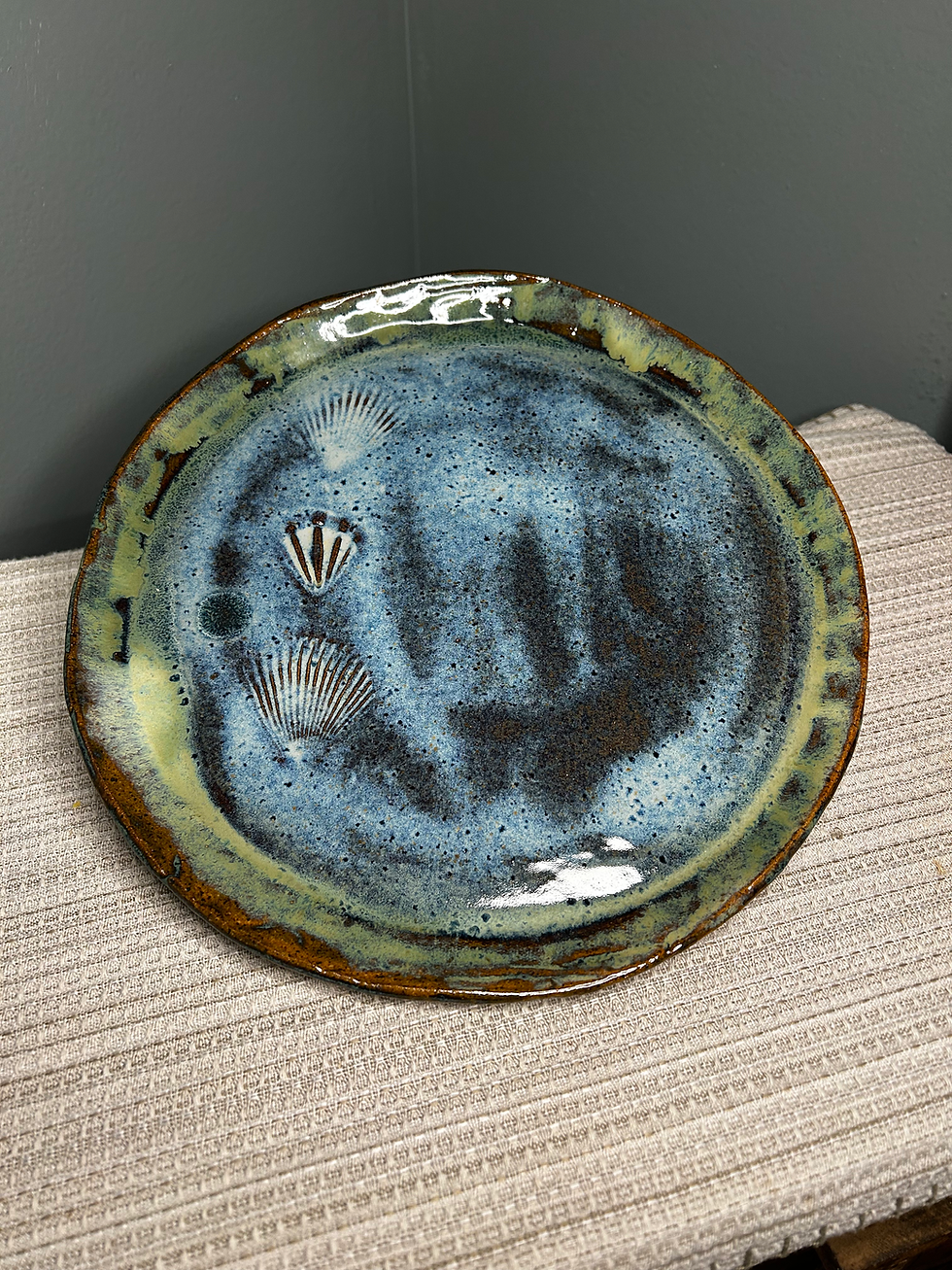 Thumbnail: Tidal Treasures Ceramic Plate – 11” Handcrafted Pottery with Seashell Imprints
