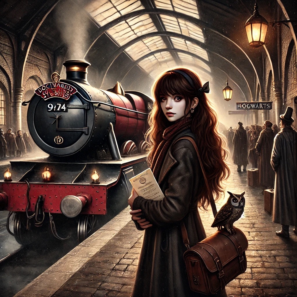 Amie in Front of the Hogwarts Express
