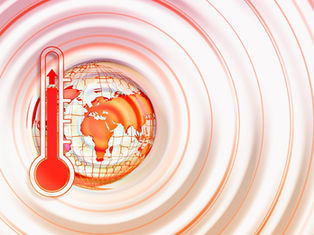 a thermometer and the earth showing a heat wave