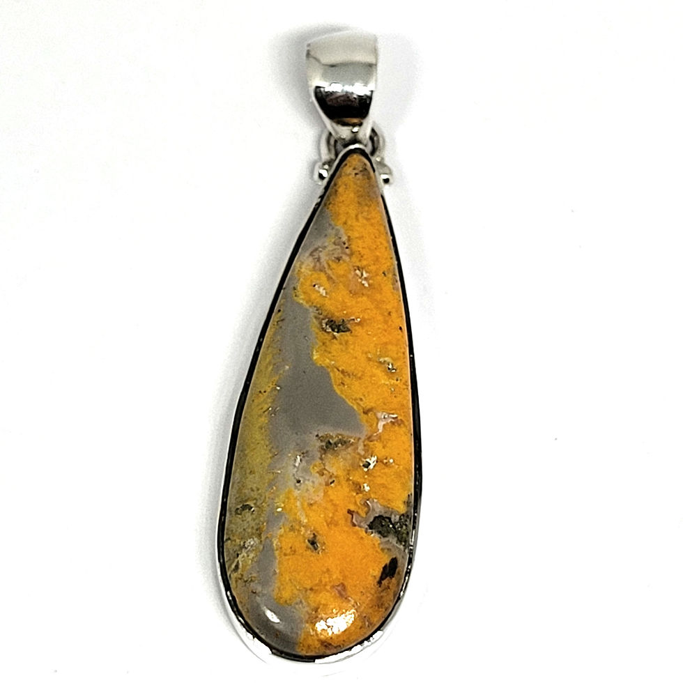 Miniatura: Pendentif jaspe bourdon goutte et argent 925‰