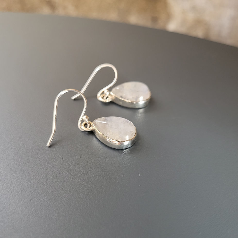 Miniature : Boucles d'oreilles en pierre de lune et argent 925‰. Douceur lumineuse. 