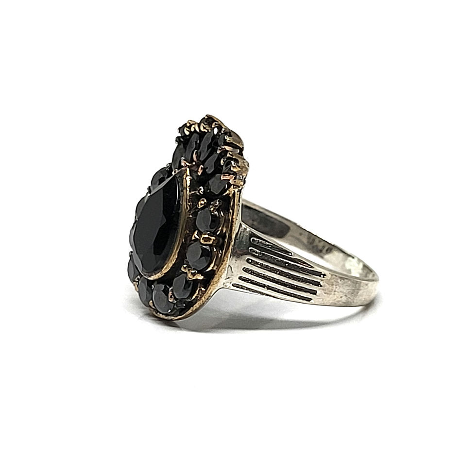 Miniatura: Bague onyx noirs taillés et argent massif 925‰ et cuivre