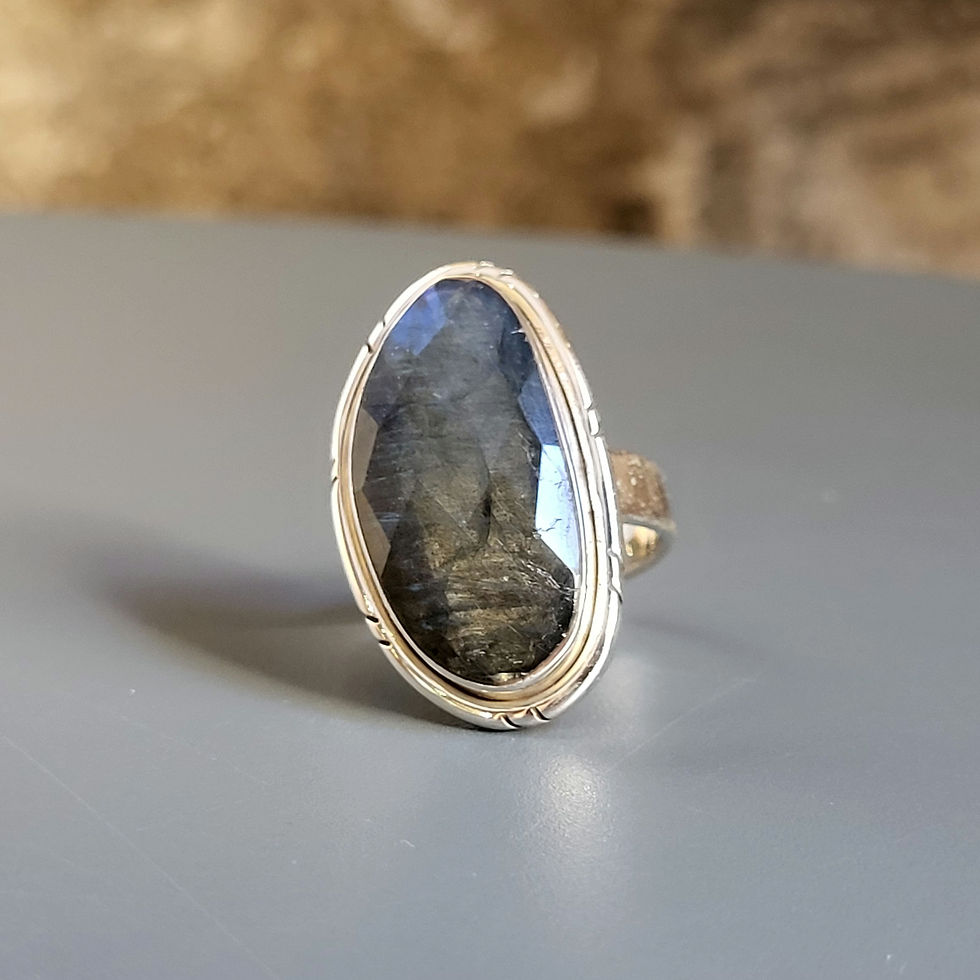 Miniature : Bague labradorite et argent 925‰