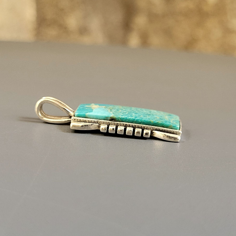 Thumbnail: Pendentif turquoise rectangle et argent 925‰