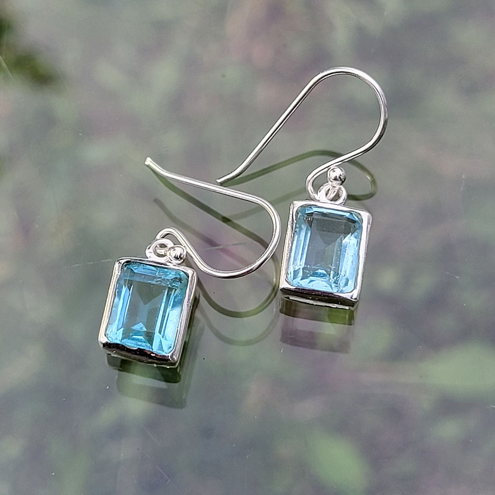 Thumbnail: Boucles d'oreilles "Prisme" en topaze bleue et argent 925‰