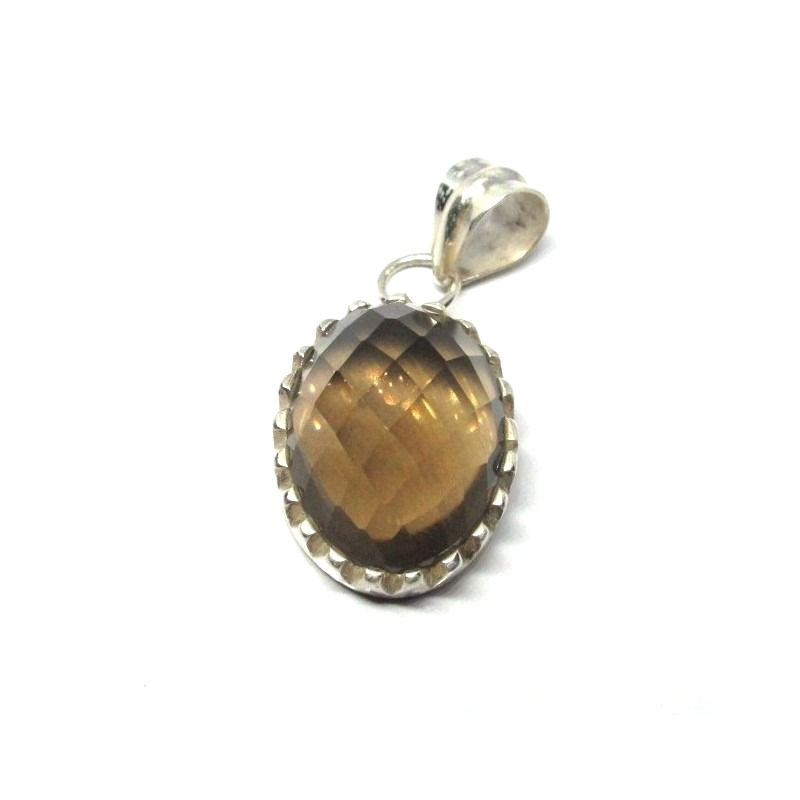 Miniature : Pendentif quartz fumé et argent 925‰