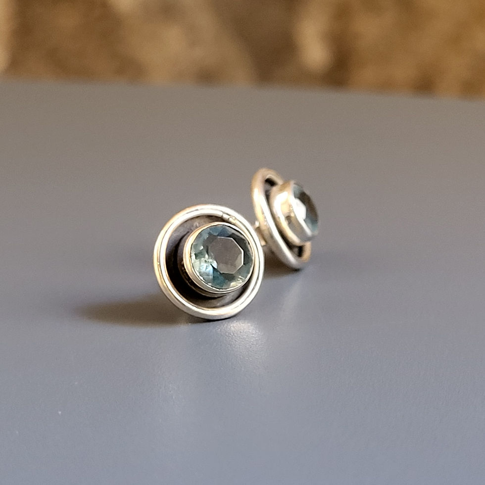 Miniatura: Boucles d'oreilles puces en topaze bleue et argent 925‰