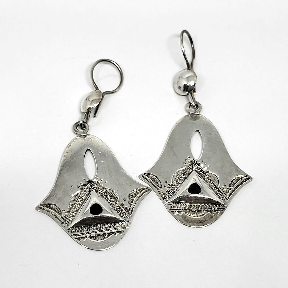 Thumbnail: Boucles d'oreilles touareg en argent 925‰ et ébène 