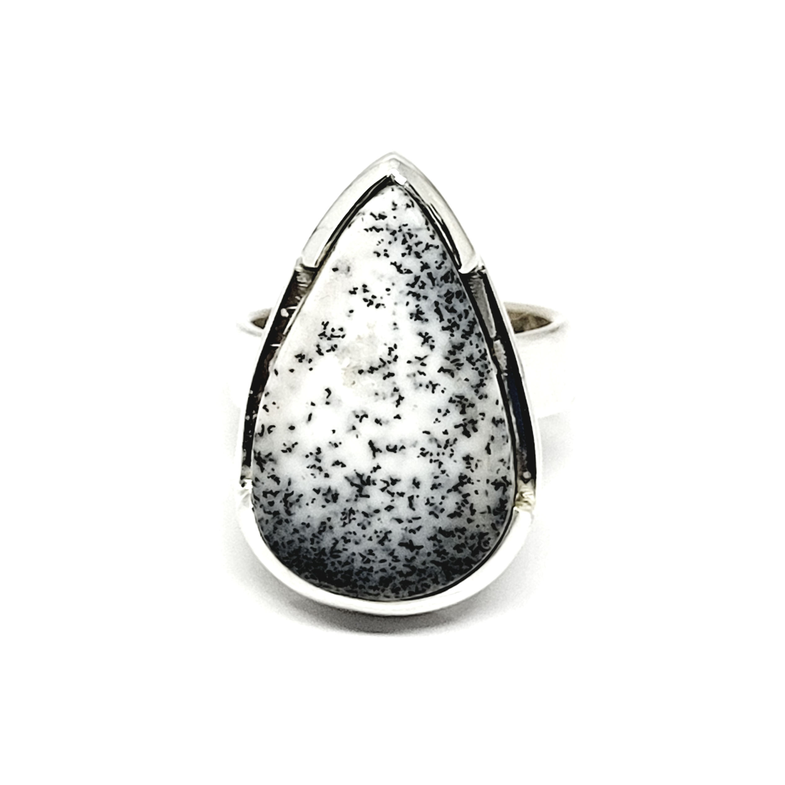 Bague merlinite mouchetée en argent 925‰/vue de face