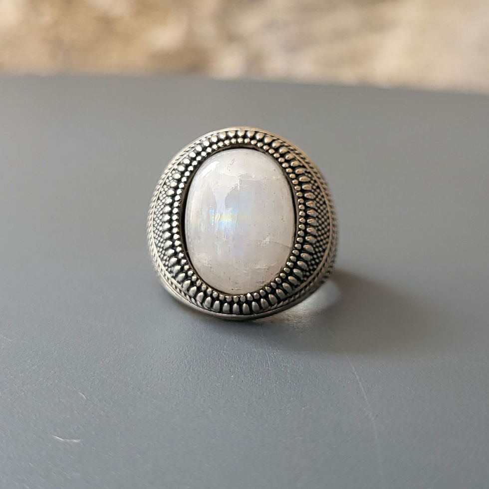 Miniature : Bague massive pierre de lune ovale et argent 925‰/vue de face