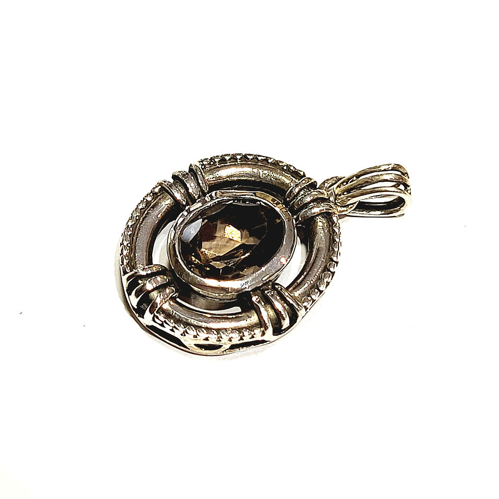 Miniature : Pendentif quartz fumé et argent 925‰