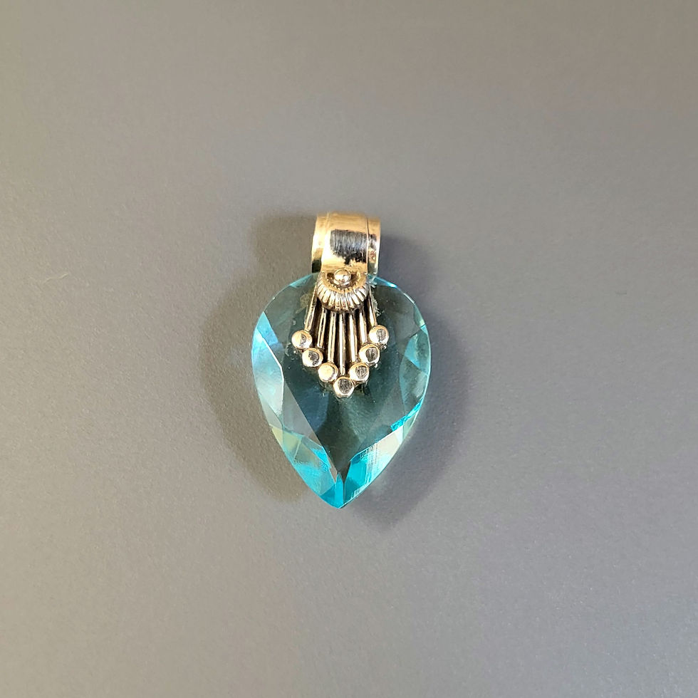 Miniatura: Pendentif goutte topaze bleue et argent 925‰/vue de face