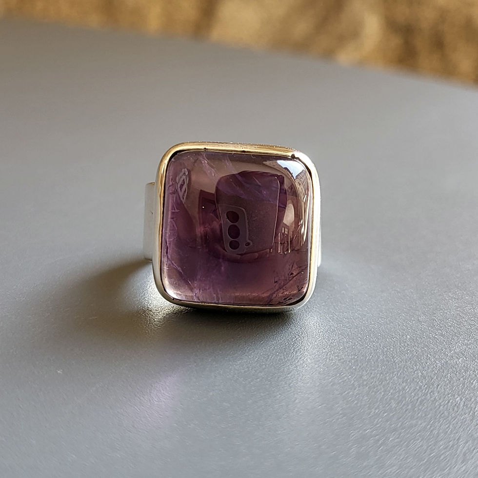 Miniatura: Bague carrée améthyste et argent 925‰/face