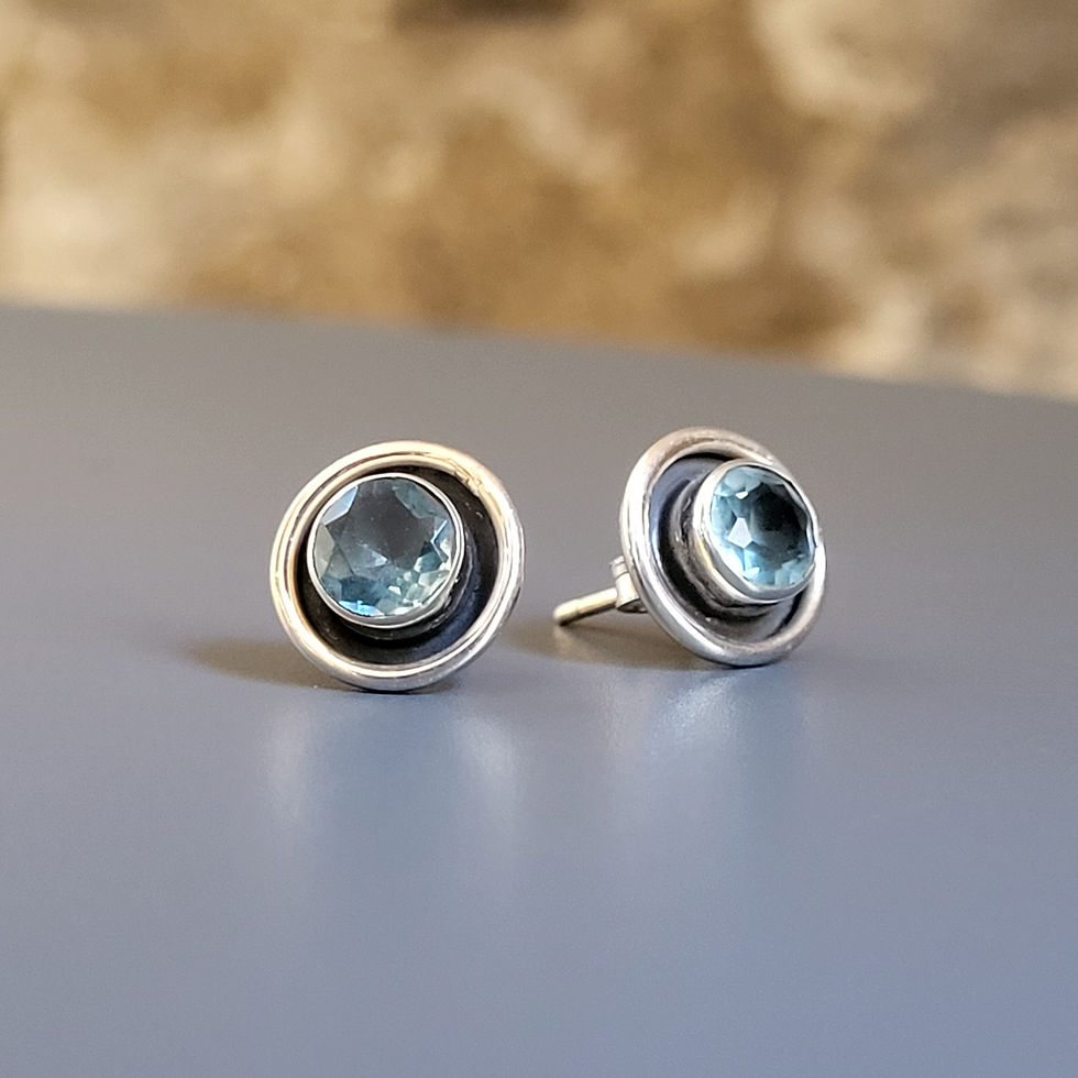 Miniatura: Boucles d'oreilles puces en topaze bleue et argent 925‰