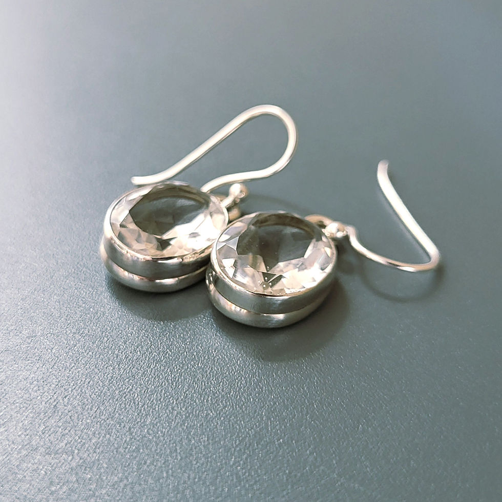 Miniature : Boucles d'oreilles cristal de roche et argent 925‰