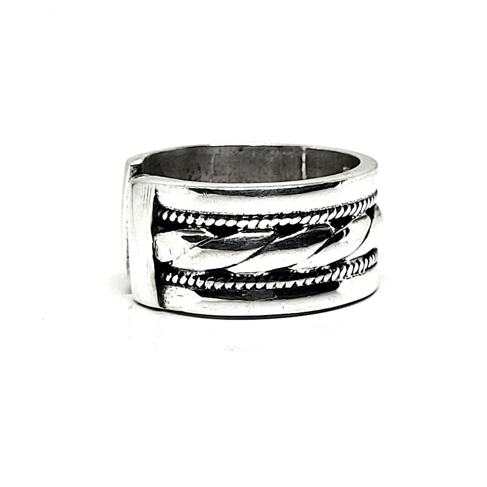 Miniature : Bague large anneau en argent 925‰/homme/vue côté