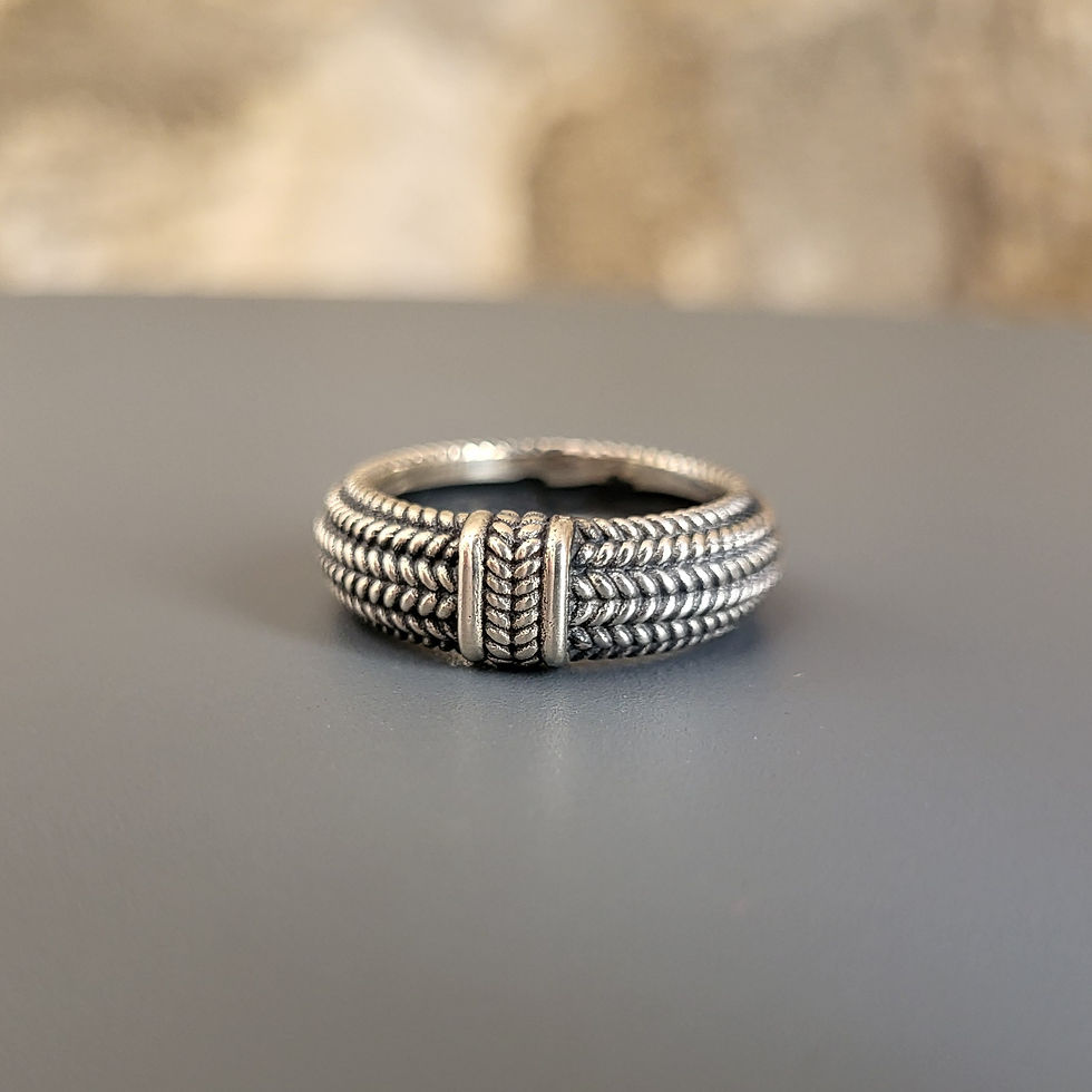 Bague anneau unisexe argent 925‰ oxydé/vue arrière