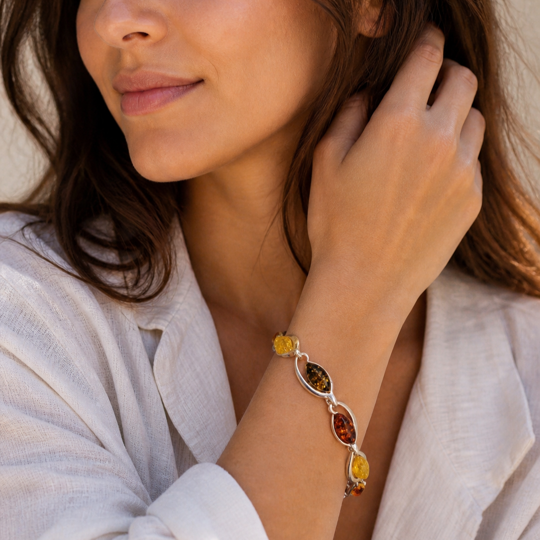 Bracelet ambre et argent 925‰