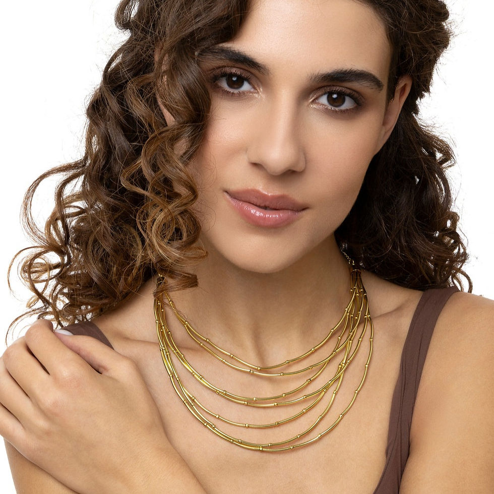 Miniatura: Collier multifils de perles en laiton