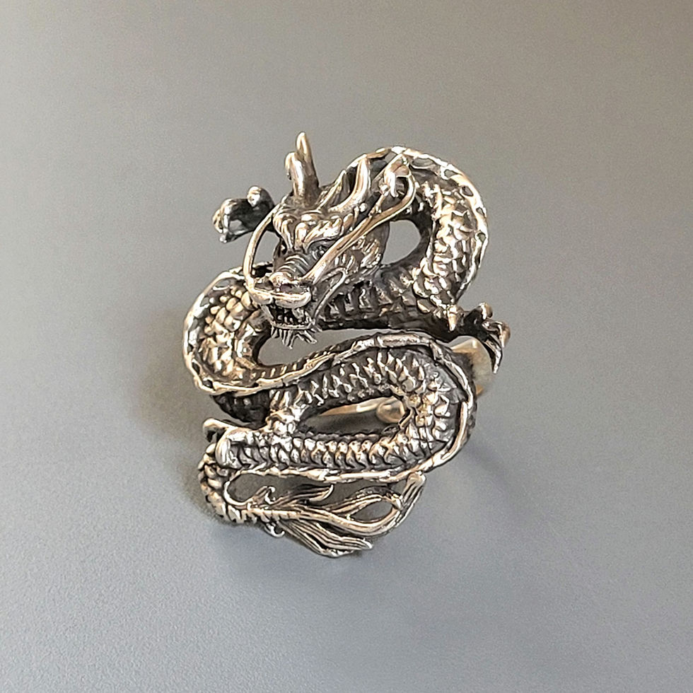 Miniature : Bague dragon en argent 925‰ /vue de haut
