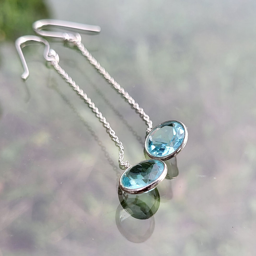 Miniature : Boucles d'oreilles "Fil d'azur" en topaze bleue et argent 925‰/vue de haut
