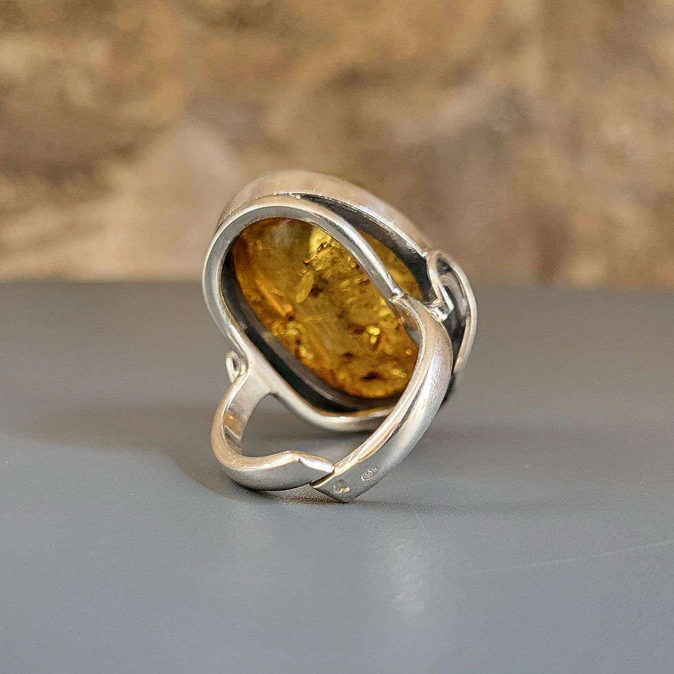 Miniature : Bague en ambre sur argent 925‰ 