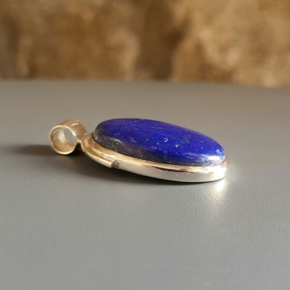 Miniature : Pendentif lapis-lazuli ovale et argent 925‰