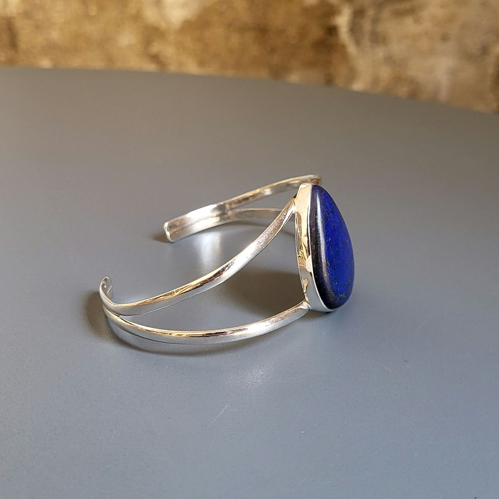 Miniature : Bracelet rigide en lapis-lazuli et argent 925‰