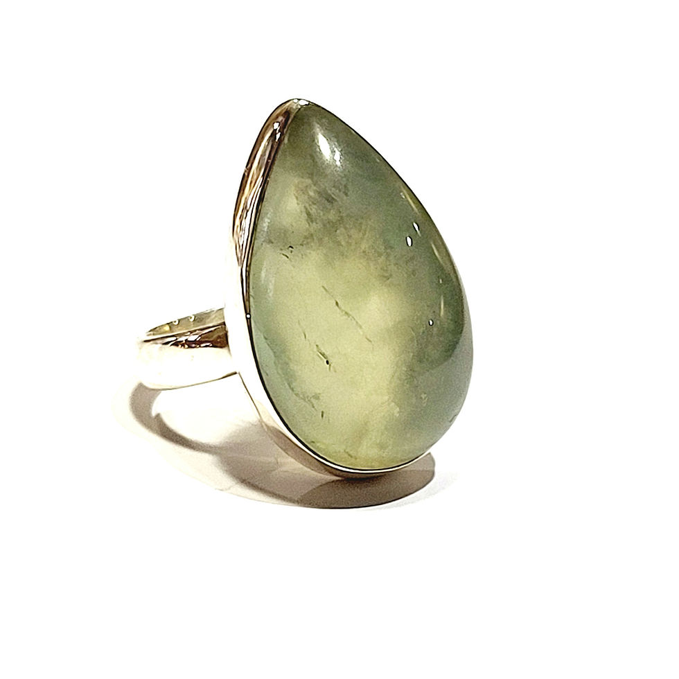 Miniatura: Bague goutte, en préhnite et argent 925‰
