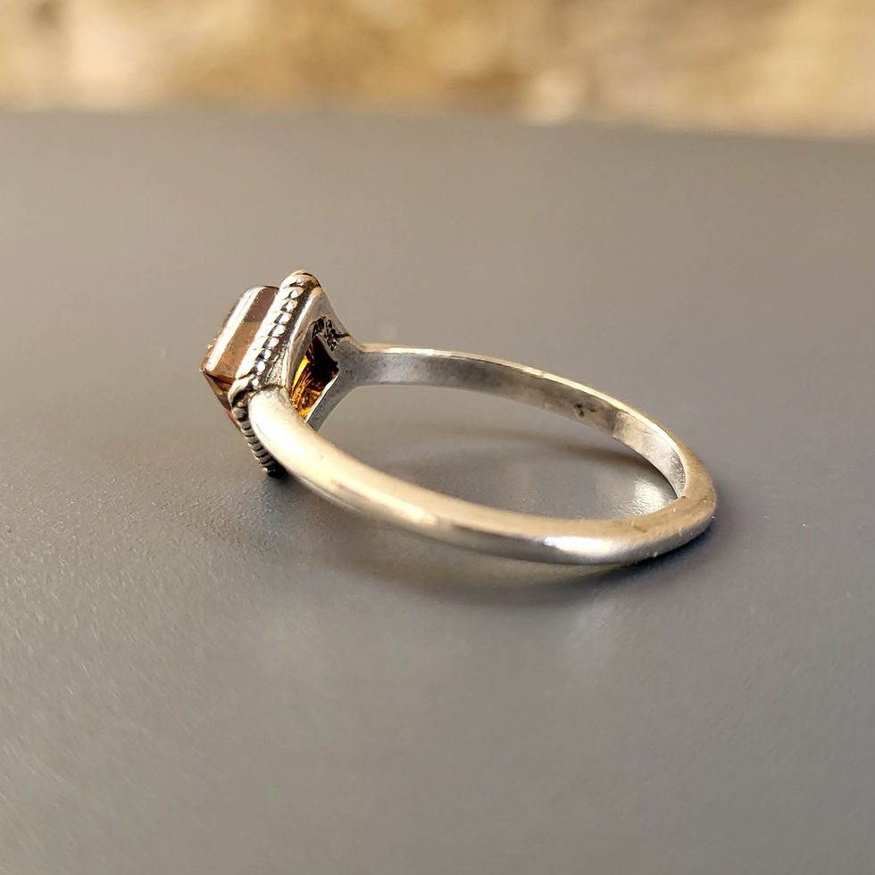 Miniature : Bague ambre et argent 925‰ 