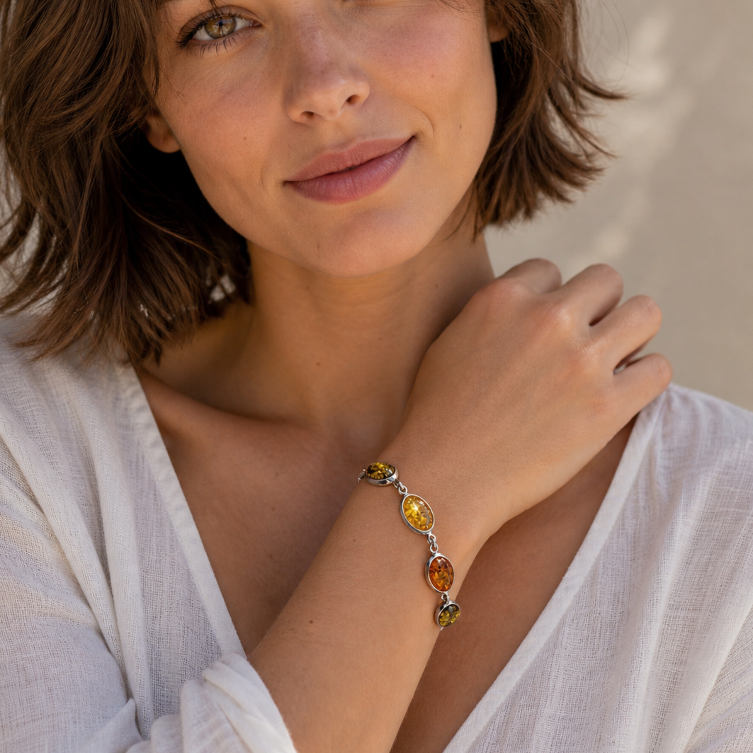 Bracelet ambre et argent 925‰