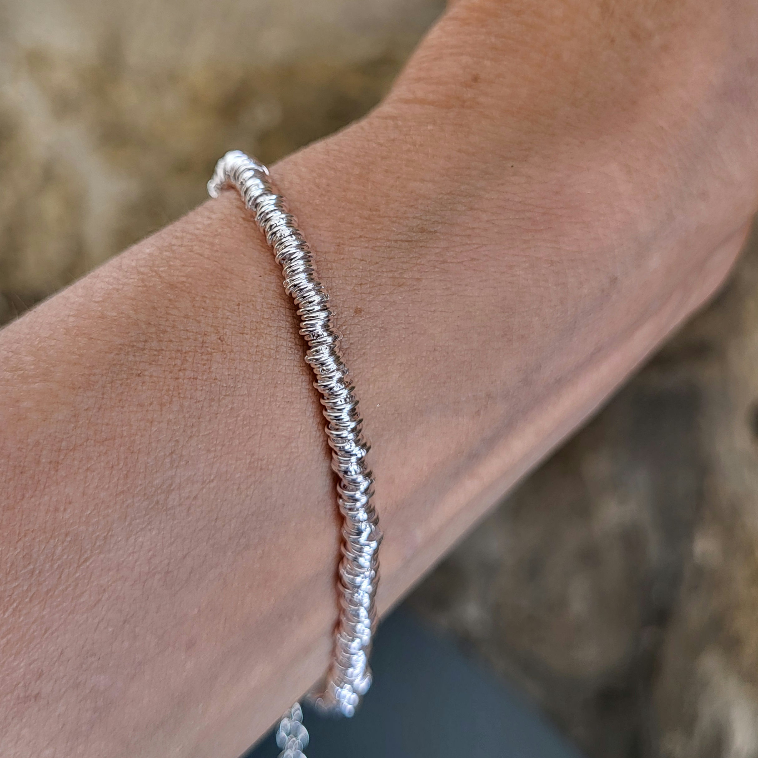 Bracelet rondelles en argent massif 925‰ poli.