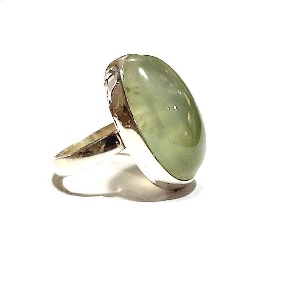 Miniatura: Bague ovale en préhnite et argent 925‰