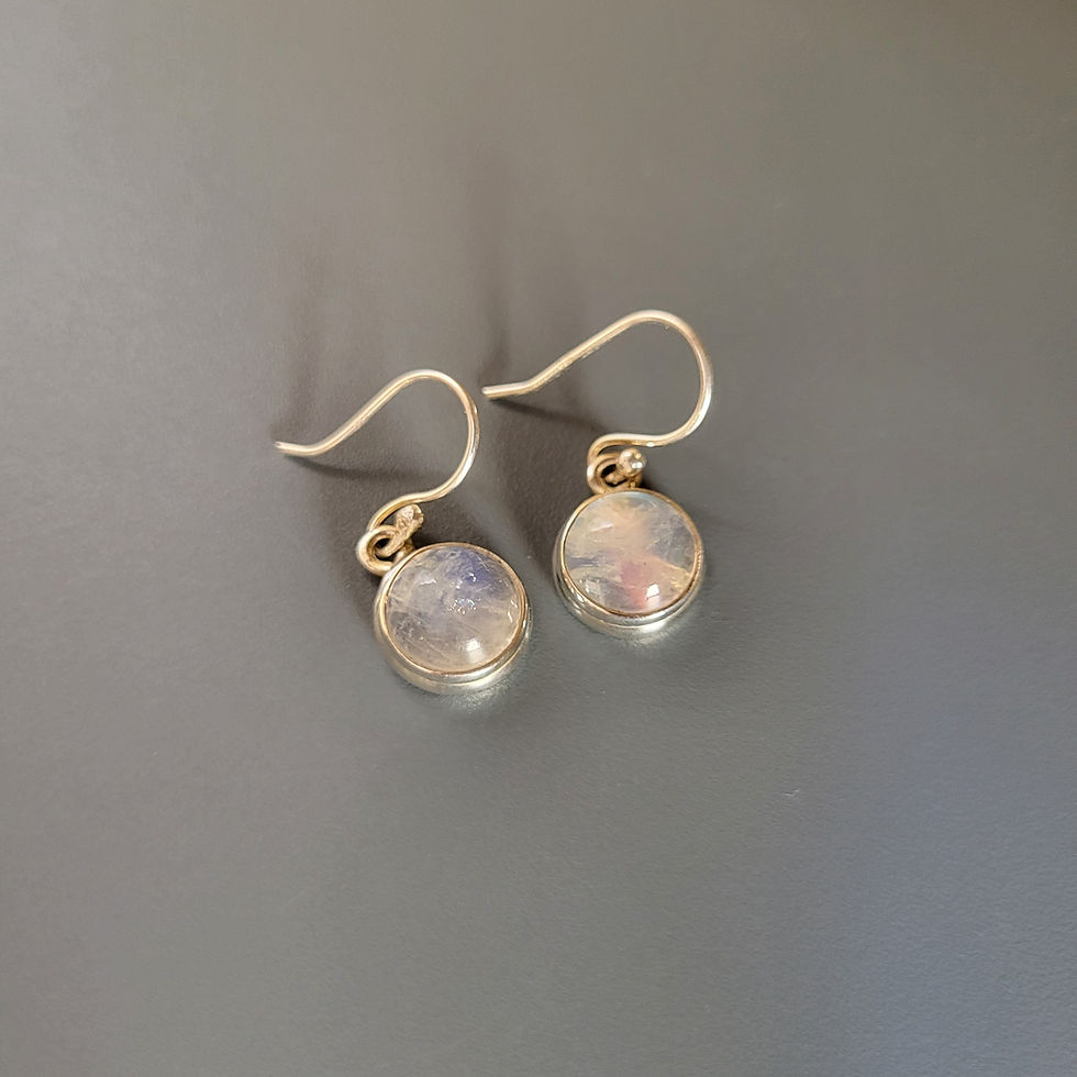 Miniature : Boucles d'oreilles rondes en pierre de lune et argent 925‰/vue de face