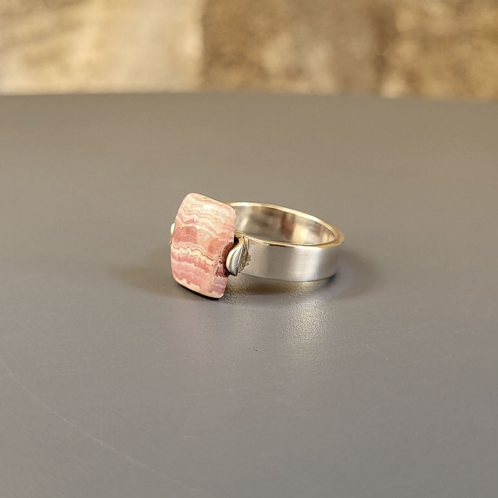 Miniatura: Bague rhodochrosite rectangle et argent 925‰