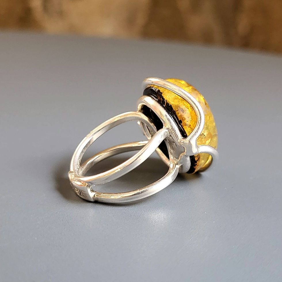 Miniature : Bague ambre sur argent 925‰ 
