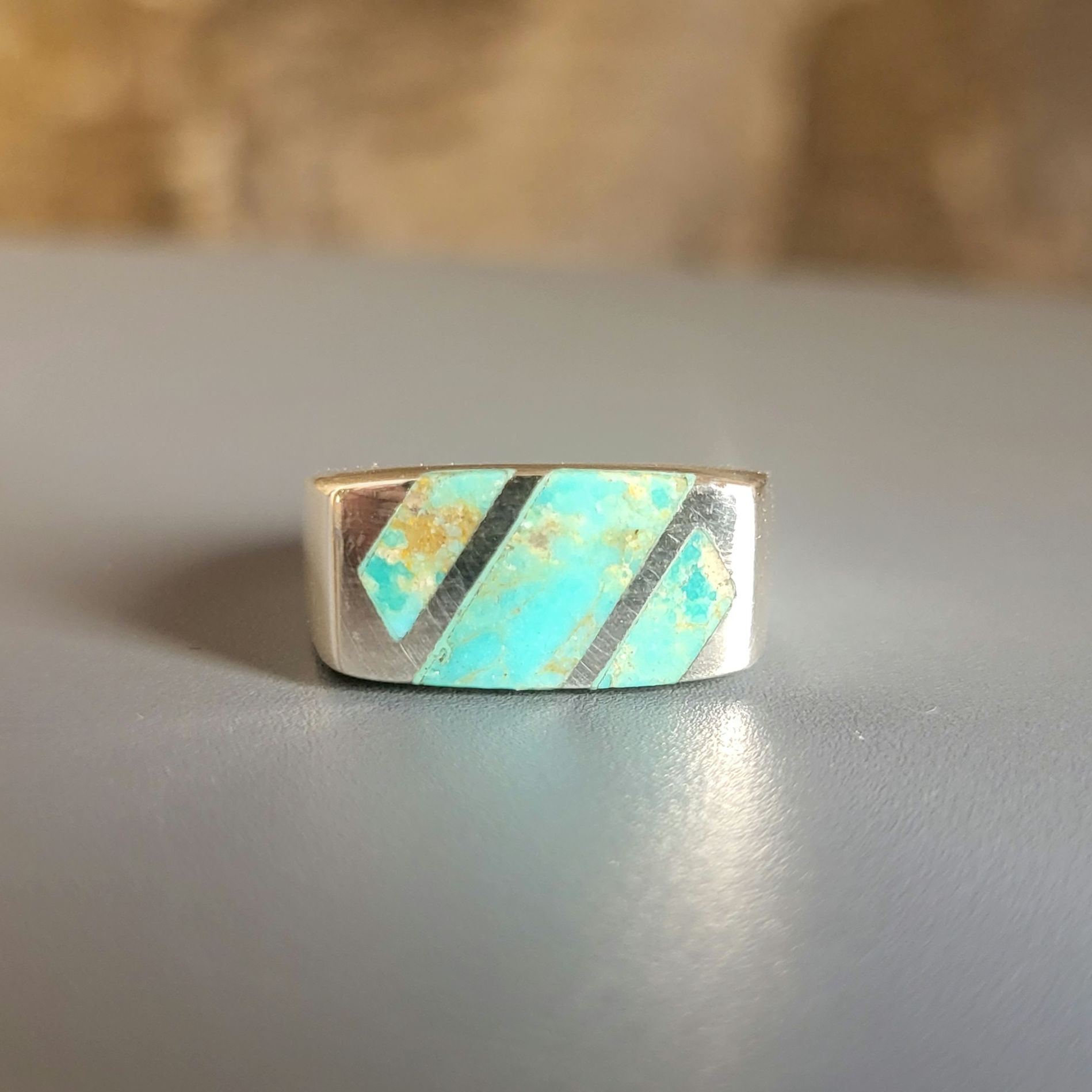 Chevalière en turquoise et argent 925‰