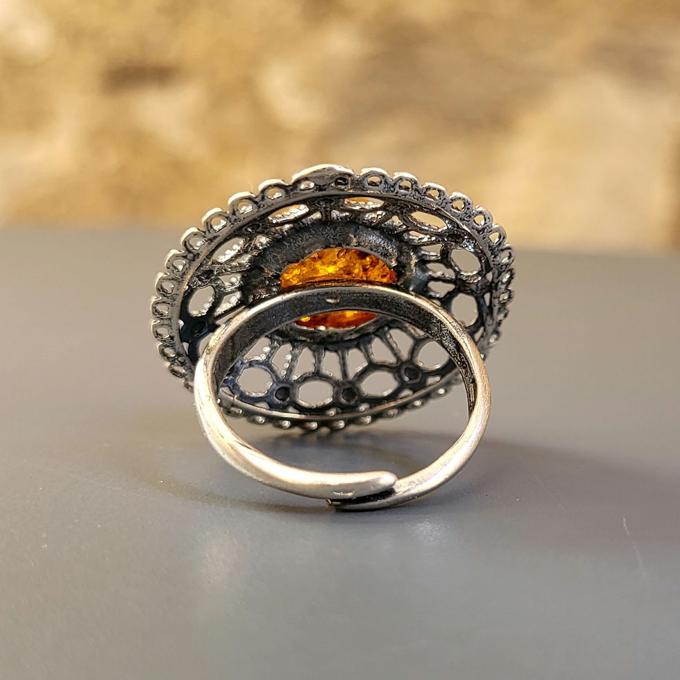 Miniatura: Bague ambre et argent 925‰ 