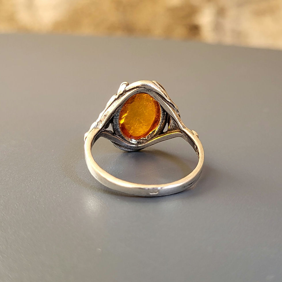 Miniature : Bague ambre et argent 925‰ 