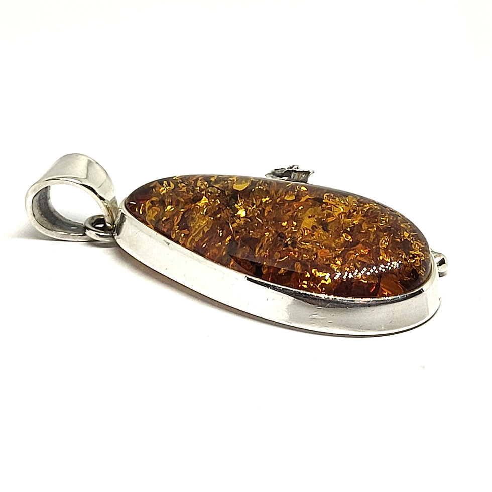 Miniature : Pendentif floral en ambre et argent 925‰