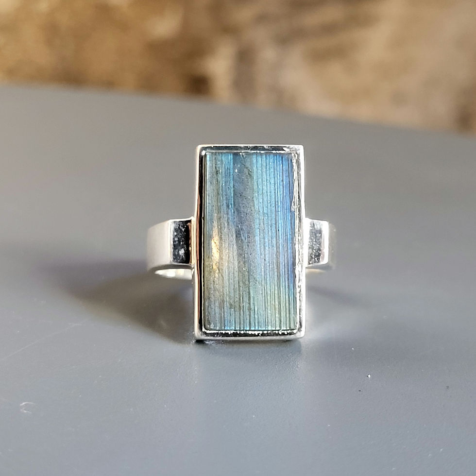Thumbnail: Bague labradorite plate rectangle et argent 925‰